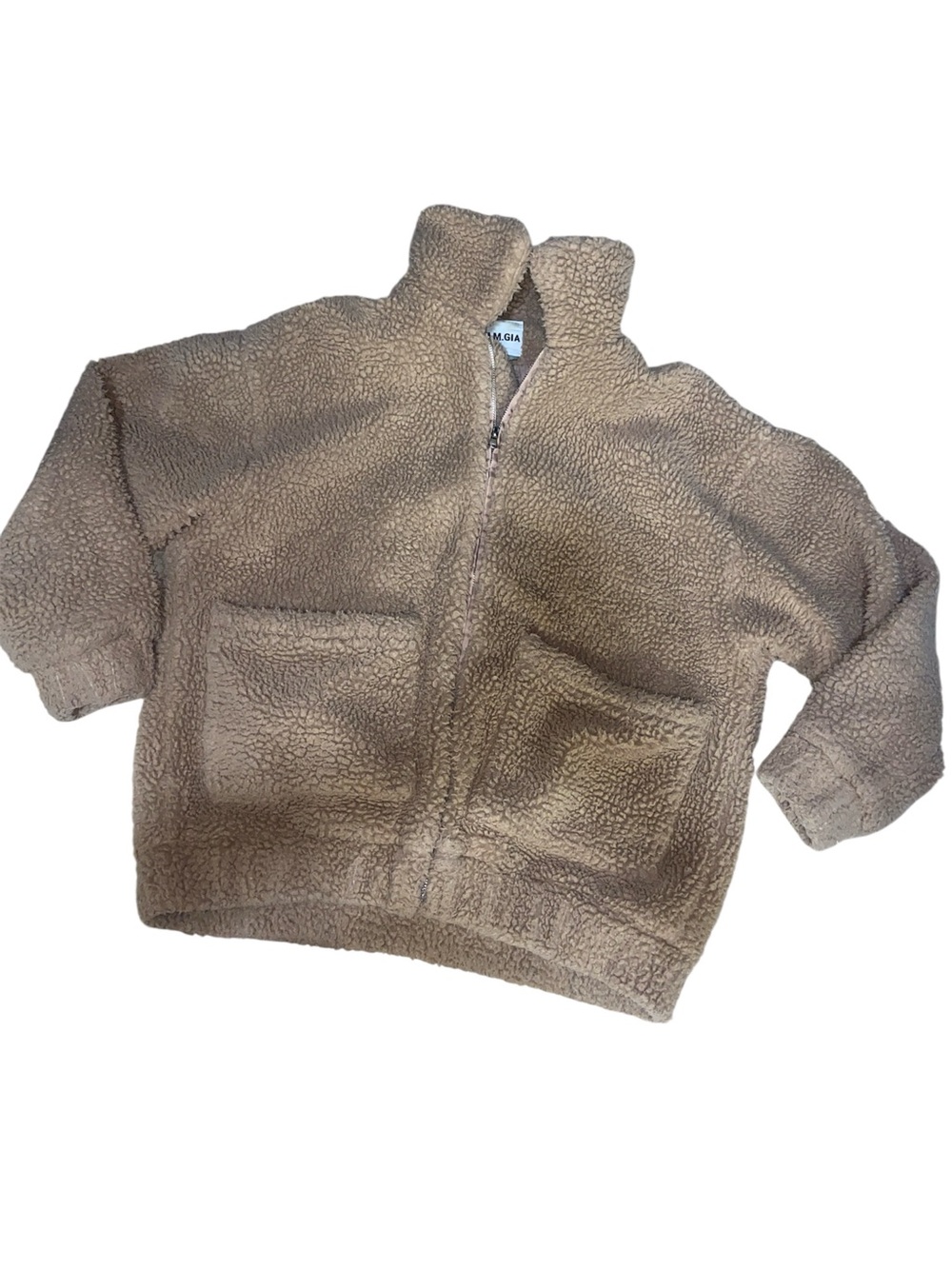 I AM GIA size XS/S Bundle camel Pixie oversized teddy jacket &tan logo crop tank - Picture 4 of 5